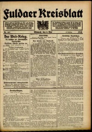 Ausgabe vom Mittwoch, den 08. Mai 1918.