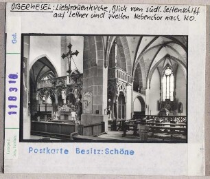 Oberwesel: Liebfrauenkirche, Blick vom südlichen Seitenschiff auf Lettner und zweiten Nebenchor nach Nordosten