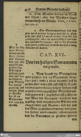 Cap. XVI. Von den heiligen Sacramenten ins gemein