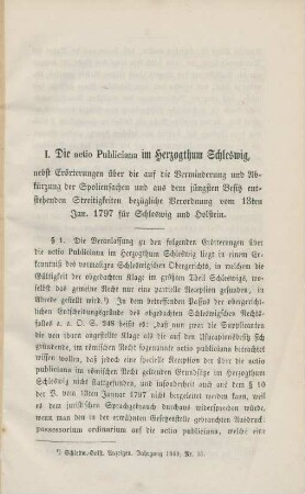 I. Die actio Publiciana im Herzogthum Schleswig ...