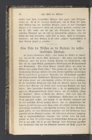 Eine Bitte der Mission an die Vertreter der wissenschaftlichen Theologie