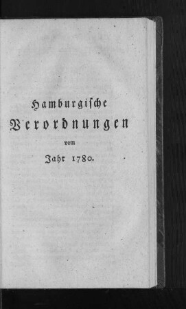 Hamburgische Verordnungen vom Jahr 1780.