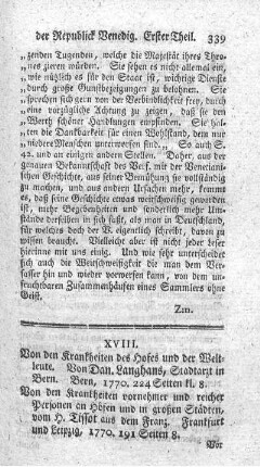Von den Krankheiten des Hofes und der Weltleute.
