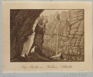 Felsen und Wasserfall in den Richterschlüchten nördlich des Prebischtores in der Sächsischen Schweiz