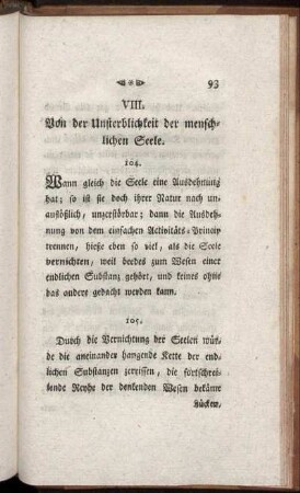 VIII. Von der Unsterblichkeit der menschlichen Seele.