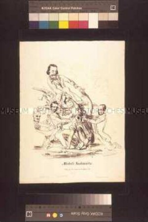 Karikatur auf Hecker und die Abgeordneten der Frankfurter Nationalversammlung Radowitz, Lichnowsky und Bassermann