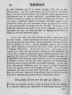 Onziéme Entretien du 22e de Mars.