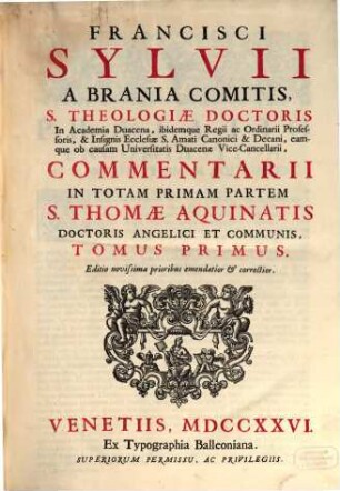 Commentarii in totam primam partem S. Thomae Aquinatis. 1