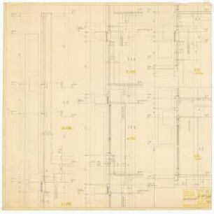 Hochschulbibliothek, Karlsruhe Neubau: Ost-West-Fassade, Vertikalschnitte, 1:10