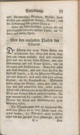Von den einfachen Theilen des Cörpers.