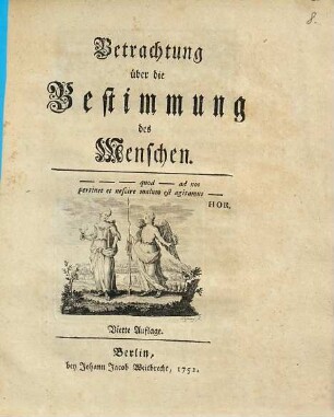 Betrachtung über die Bestimmung des Menschen