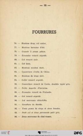 Fourrures (Nr. 76-108)
