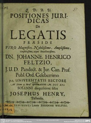 Positiones Iuridicas De Legatis