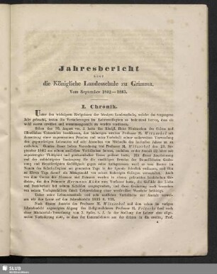 Jahresbericht über die Königliche Landesschule zu Grimma. Vom September 1842-1843