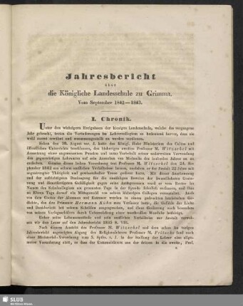 Jahresbericht über die Königliche Landesschule zu Grimma. Vom September 1842-1843