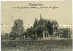Rathaus und Kirche im zerstörten Diksmuide