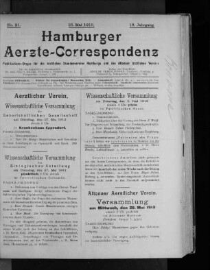 No. 21. 25. Mai 1913. 16. Jahrgang.