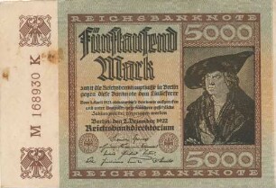 Zahlungsmittel / Reichsbanknote / Fünftausend Mark