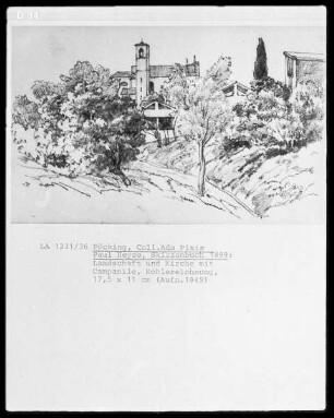 Landschaft und Kirche mit Campanile