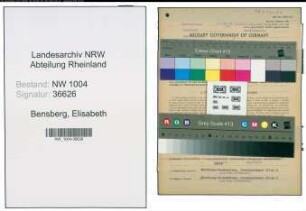 Entnazifizierung Elisabeth Bensberg , geb. 25.08.1890 (Geschaeftsinhaberin)