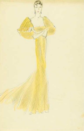 Dame in gelbem Abendkleid