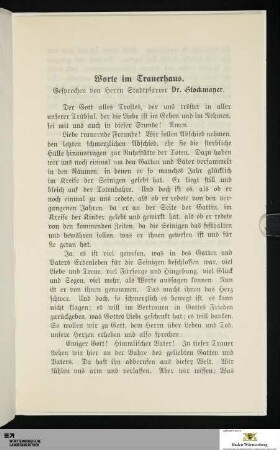 Worte im Trauerhaus