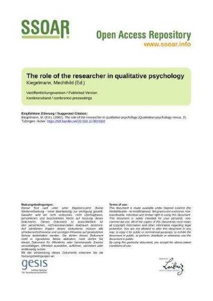 The role of the researcher in qualitative psychology