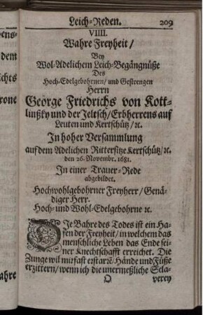 VIIII. Wahre Freyheit