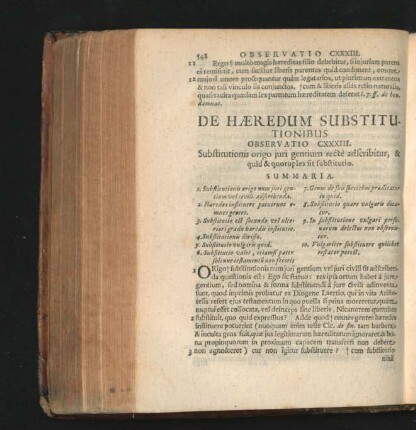 De Haeredum Substitutionibus. Obseravtio CXXXIII. - CXLV.