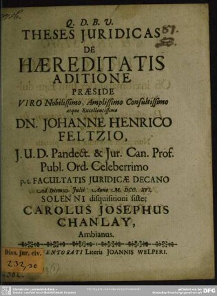 Theses Iuridicas De Haereditatis Aditione
