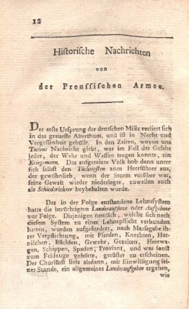 Historische Nachrichten von der Preussischen Armee.