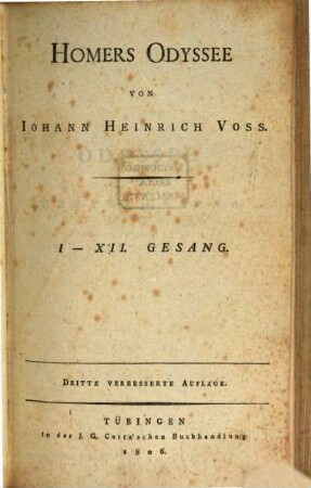 Homers Odyssee, 1. I. - XII. Gesang