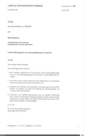 Drucksachen 201-400: Anträge, Anfragen, Gesetzentwürfe