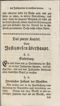 Das zweyte Kapitel. Vom Justizwesen überhaupt
