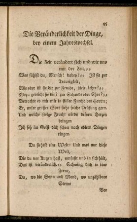 Die Veränderlichkeit der Dinge, bey einem Jahreswechsel.