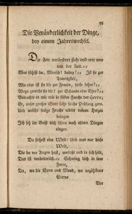 Die Veränderlichkeit der Dinge, bey einem Jahreswechsel.