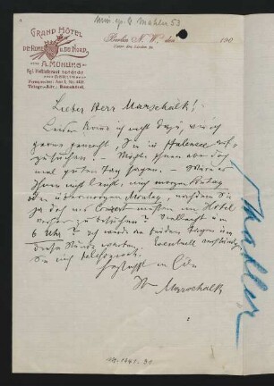 Brief an Max Marschalk : o.D.