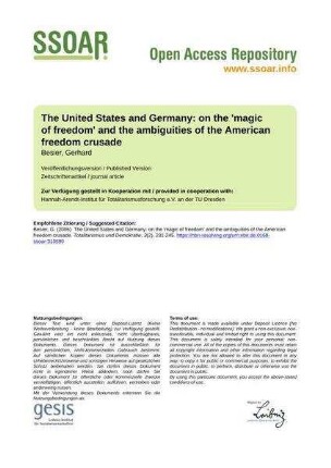 The United States and Germany: on the 'magic of freedom' and the ambiguities of the American freedom crusade