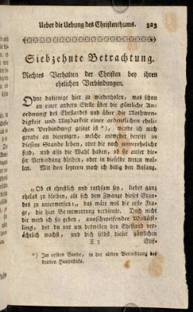 323-347, Siebenzehnte Betrachtung.Rechtes Verhalten der Christen bey ihren ehelichen Verbindungen.