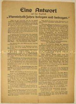 Flugblatt von Theodor Fritsch zur Kriegsschuld des Deutschen Reiches mit Polemik gegen die SPD