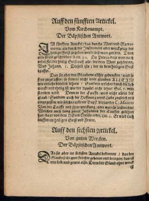 Auff den fünfften Artickel.