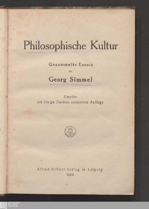 Philosophische Kultur : gesammelte Essais