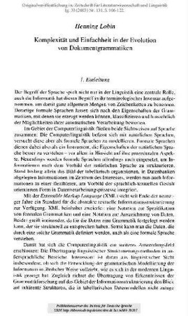 Komplexität und Einfachheit in der Evolution von Dokumentgrammatiken
