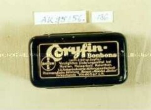 Blechschachtel für "Coryfin-Bonbons BAYER"
