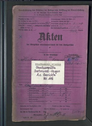 Landfriedensbruch (Plünderungen usw. in Hamm am 3.- 4.7.1919) Heidemann, Ernst