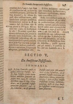 Sectio V. De Amissione Possessionis.