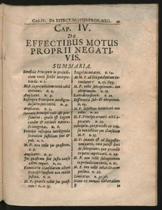 Cap. IV. De Effectibus Motus Proprii Negativis.