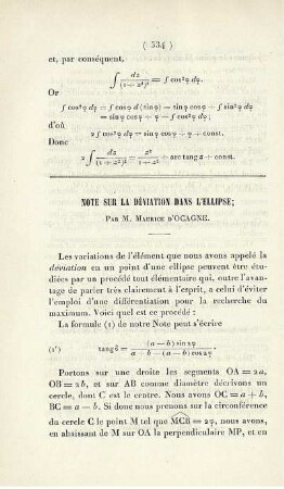 Note sur la déviation dans l'ellipse.