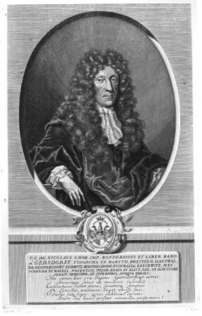 Nikolaus von Gersdorff : Bernigeroth, Martin. Nikolaus von Gersdorff (1629-1702; Appellationsrat, Landvogt, sächsischer Geheimer Rat). Kupferstich; 34,2 x 21,6 cm. Dresden: Kupferstich-Kabinett A 121 662 in Sax. Bildn. Singer 32 220