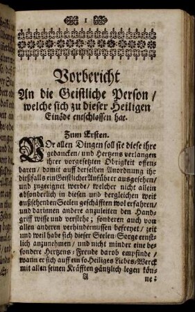 An die Geistliche Person/ welche sich zu dieser Heiligen Einöde entschlossen hat. - Register etlicher andächtigen Gemüths-Regungen/...